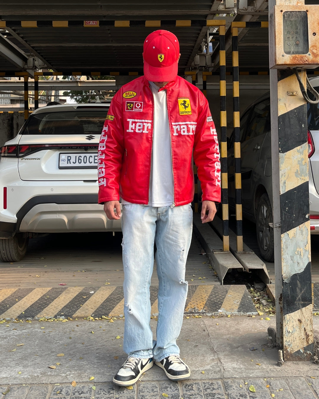 F1 RED FERRARI UNISEX LEATHER JACKET