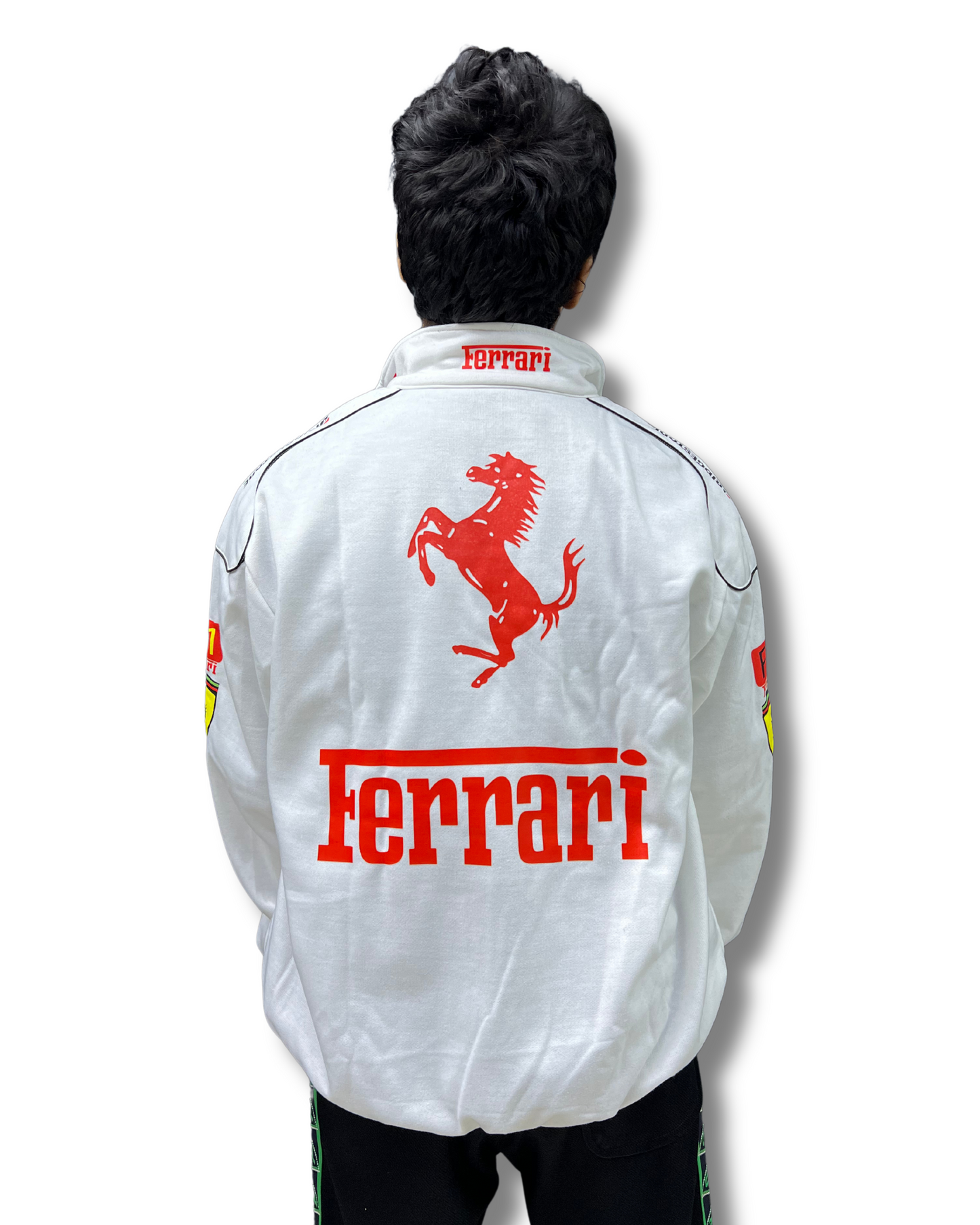 White Vintage Racing Jacket For Mens & Womens