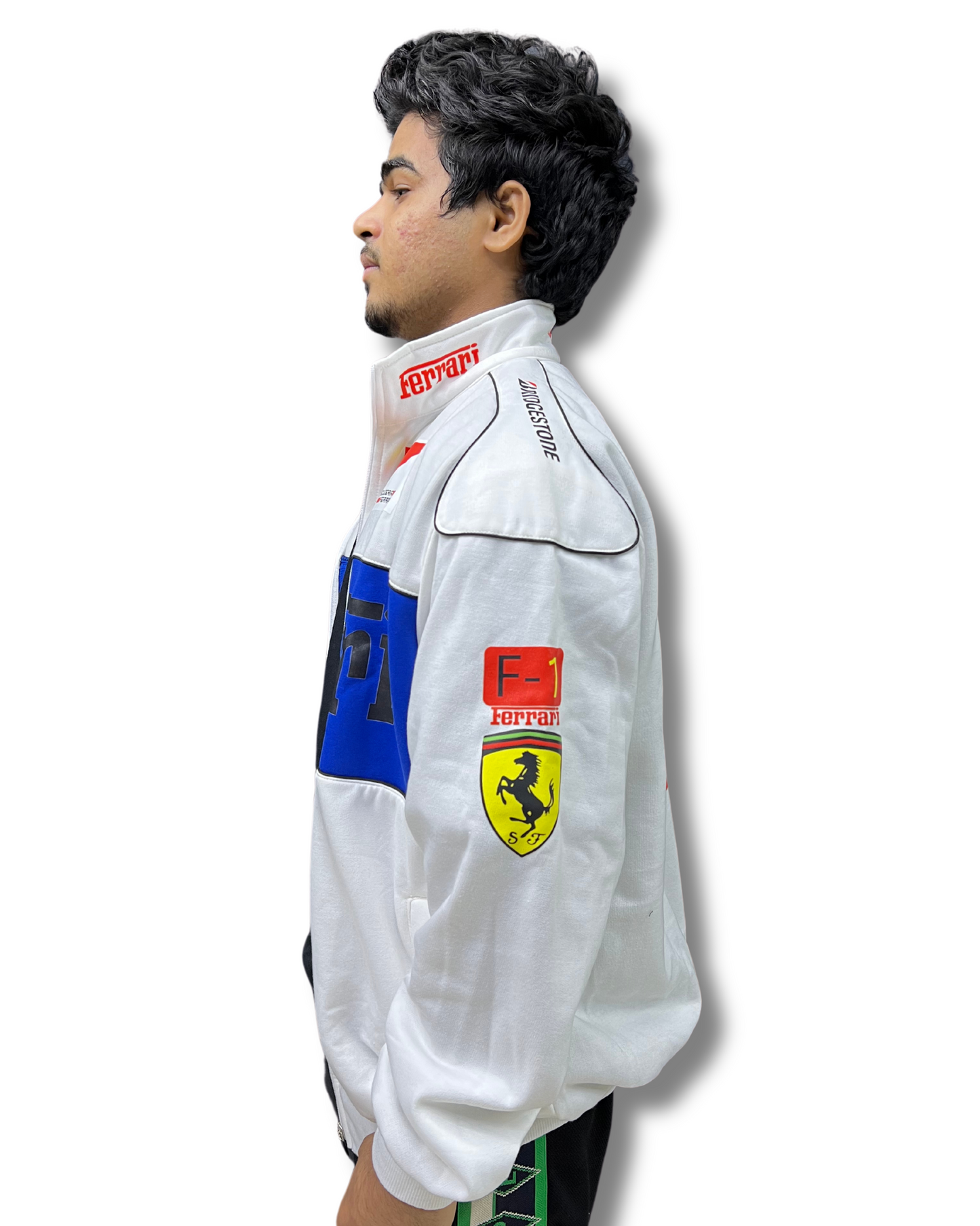 White Vintage Racing Jacket For Mens & Womens