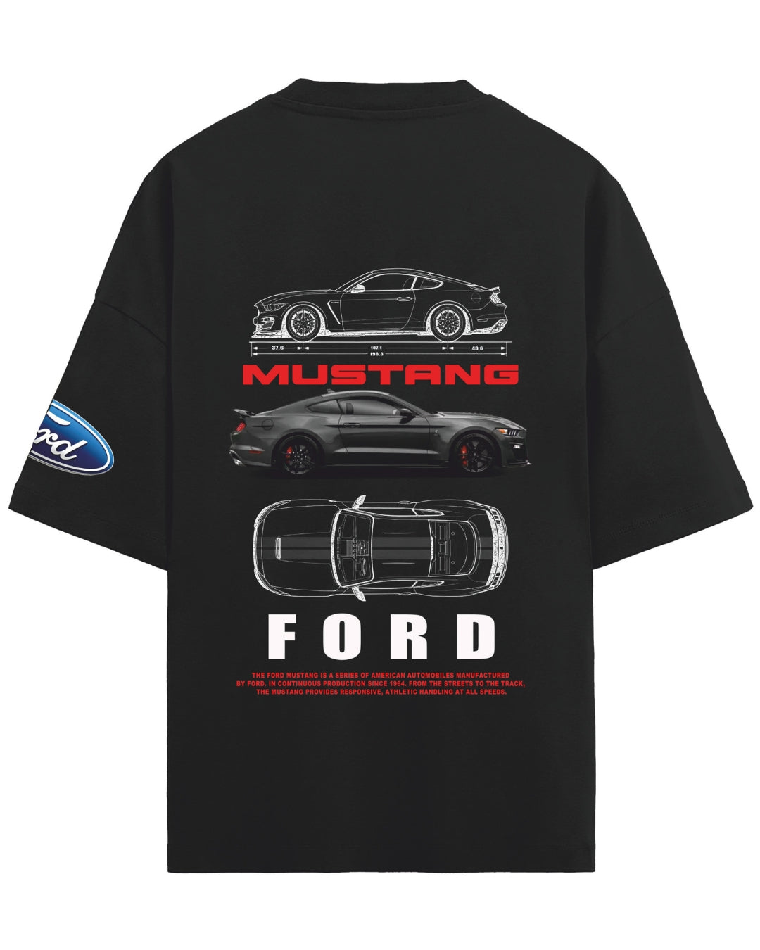MUSTANG BLACK UNISEX T-SHIRT