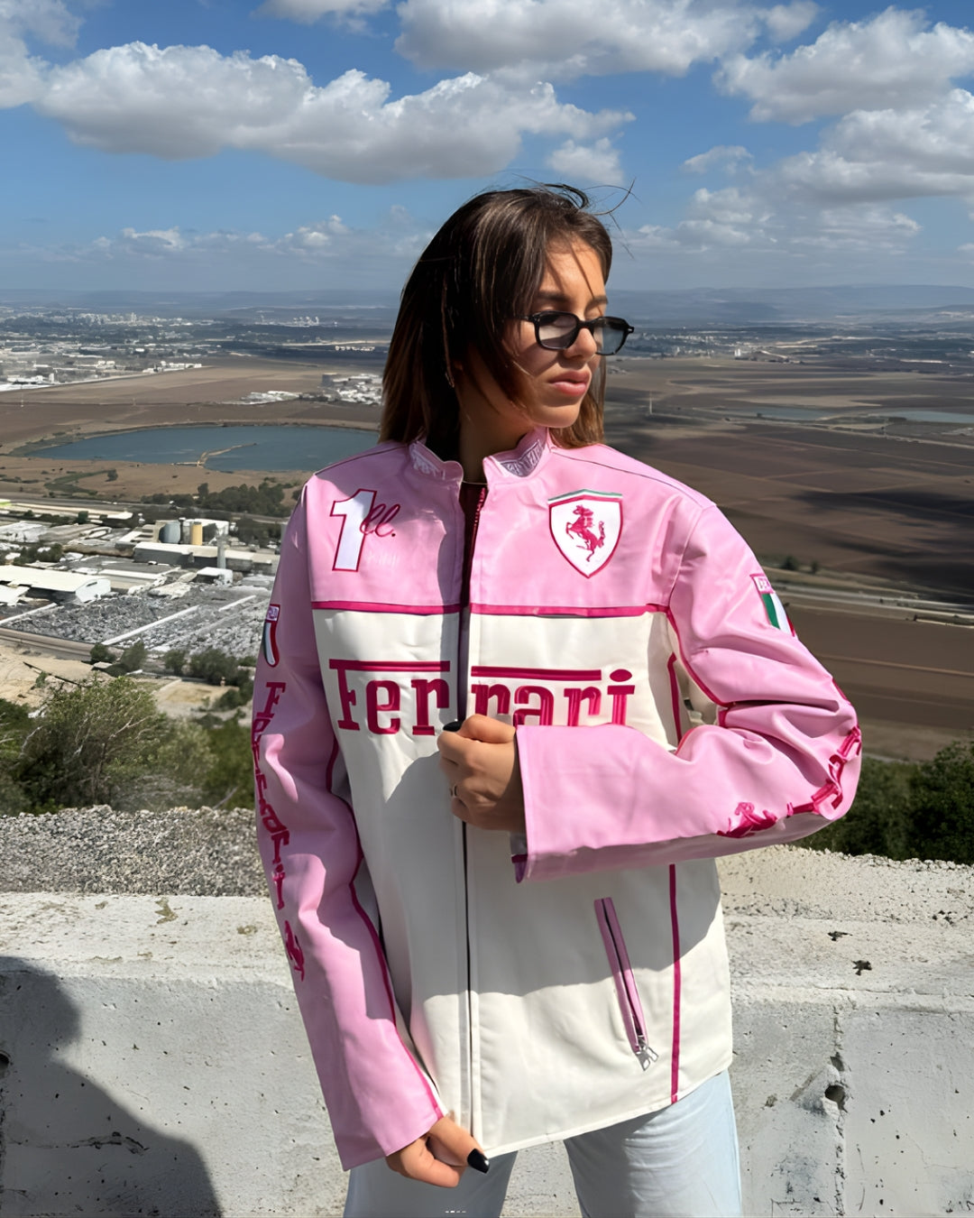F1 PINK FERRARI UNISEX LEATHER JACKET – Tracksuit Factory