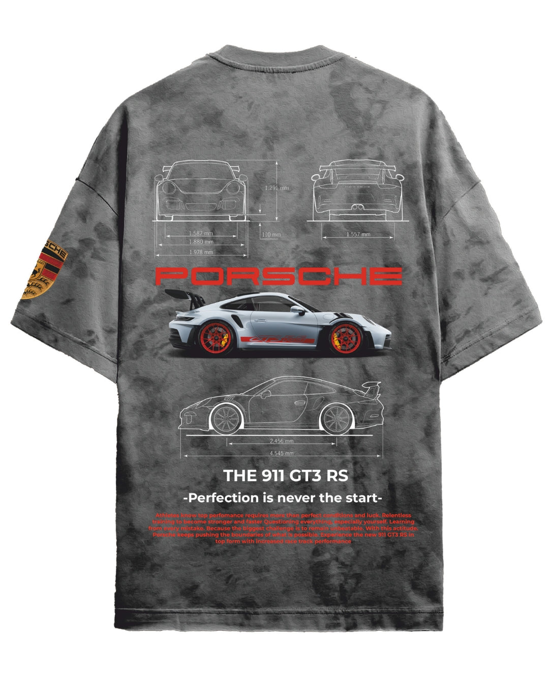 PORSCHE ACID WASH UNISEX T-SHIRT