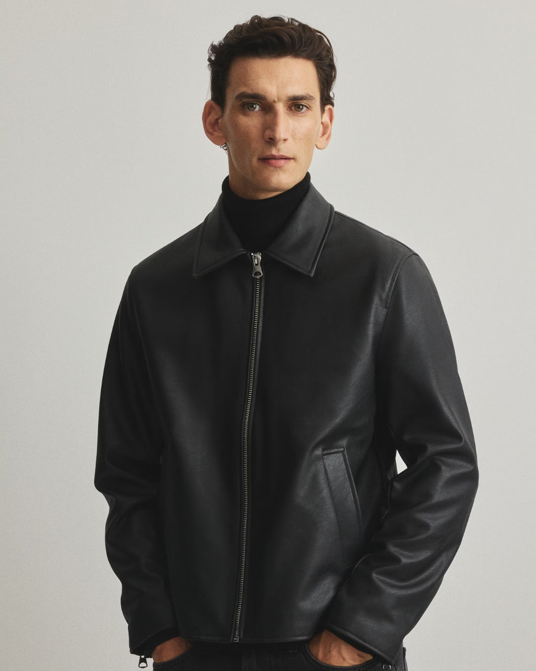 ASTHETIC LEATHER UNISEX COLLARED JACKET