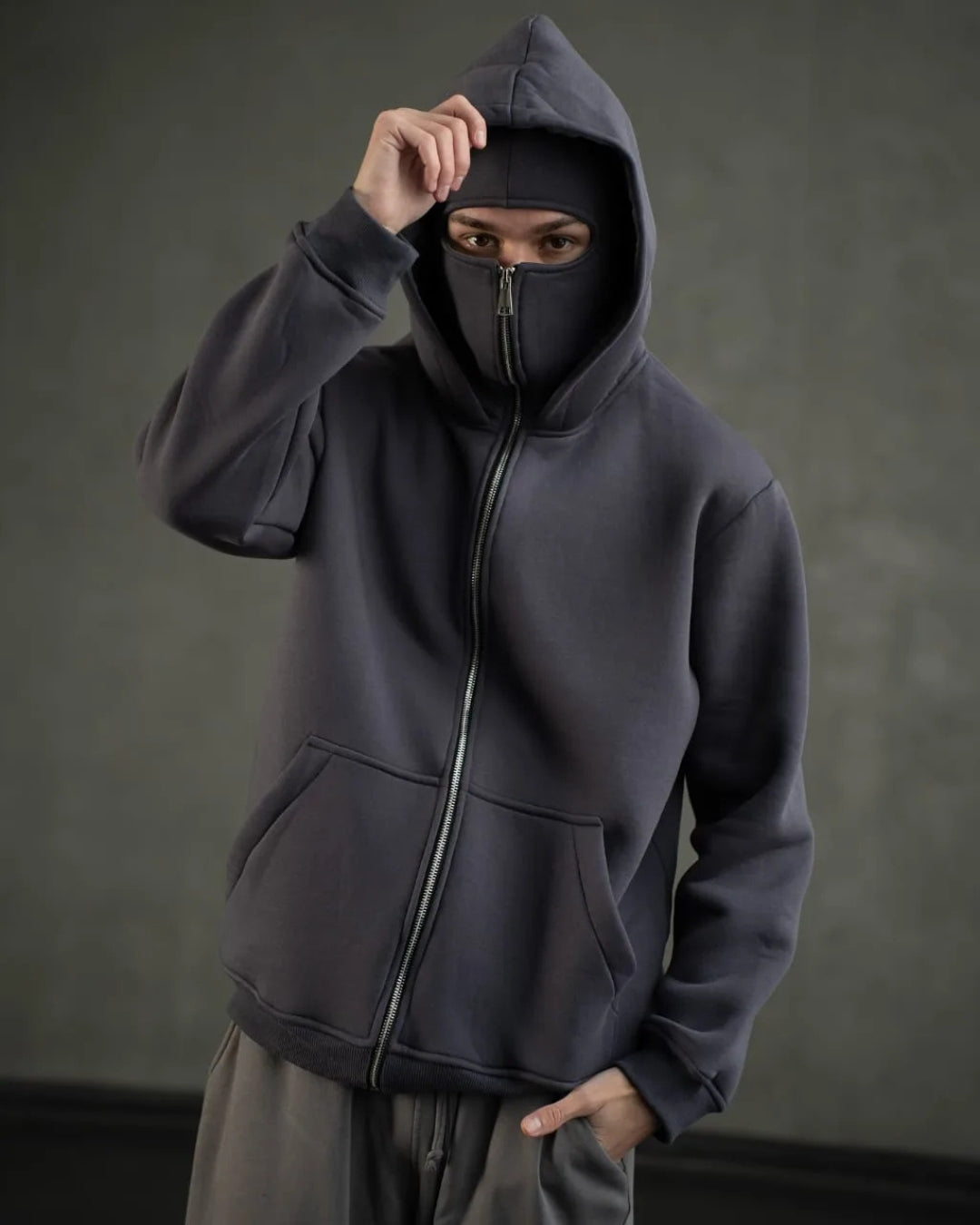 Street wear vintage hoodie Ninja Balaclava Unisex Black Hoodie