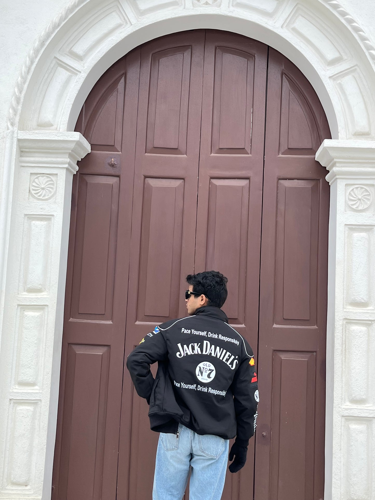 Jack Daniels Puffer Printed Racing Jacket
