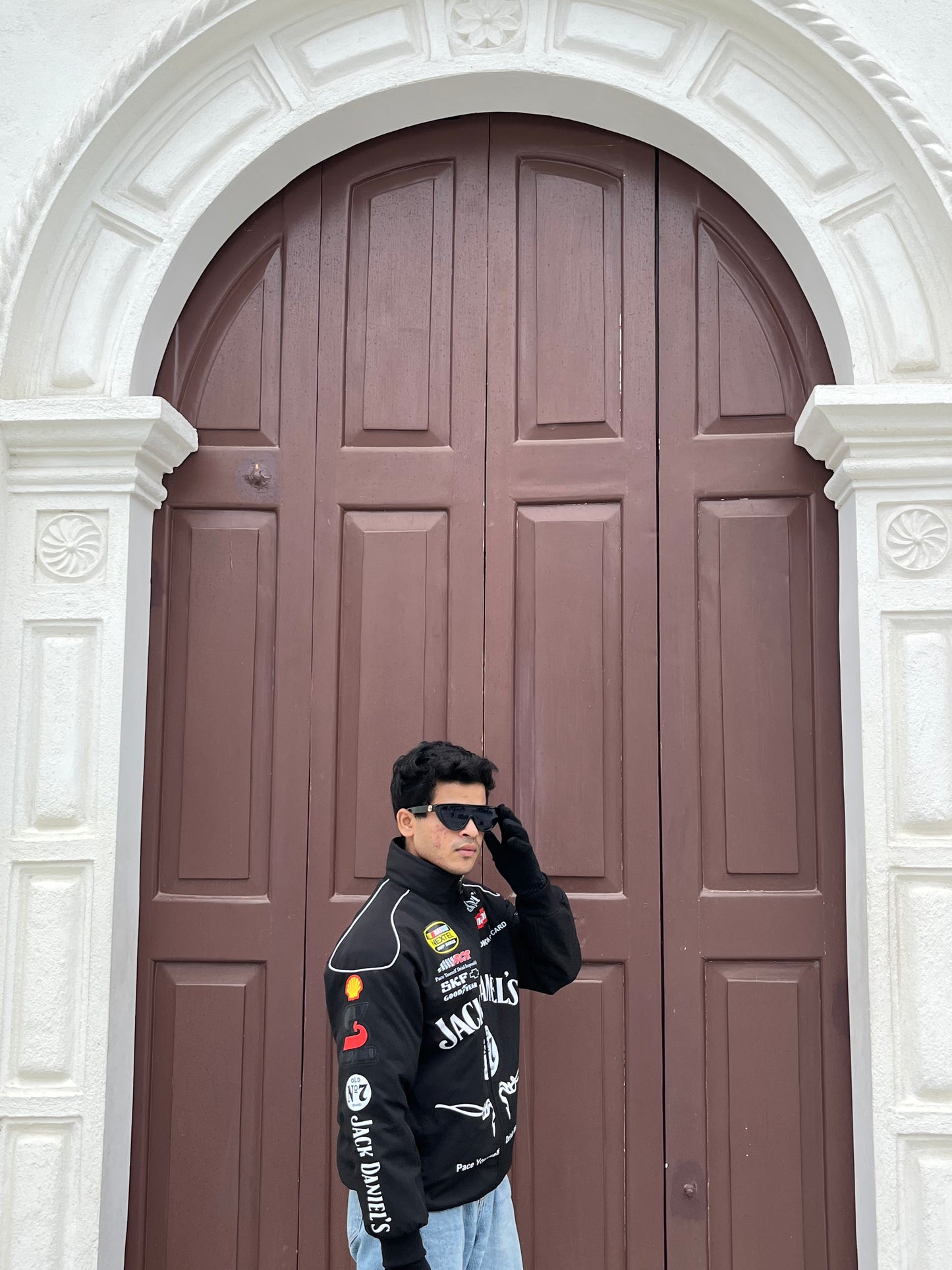 Jack Daniels Puffer Printed Racing Jacket