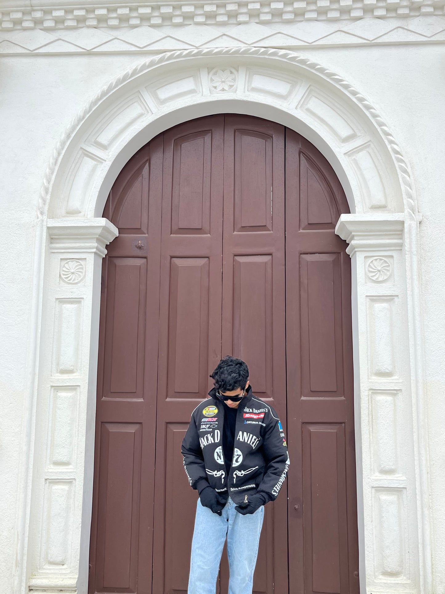 Jack Daniels Puffer Printed Racing Jacket