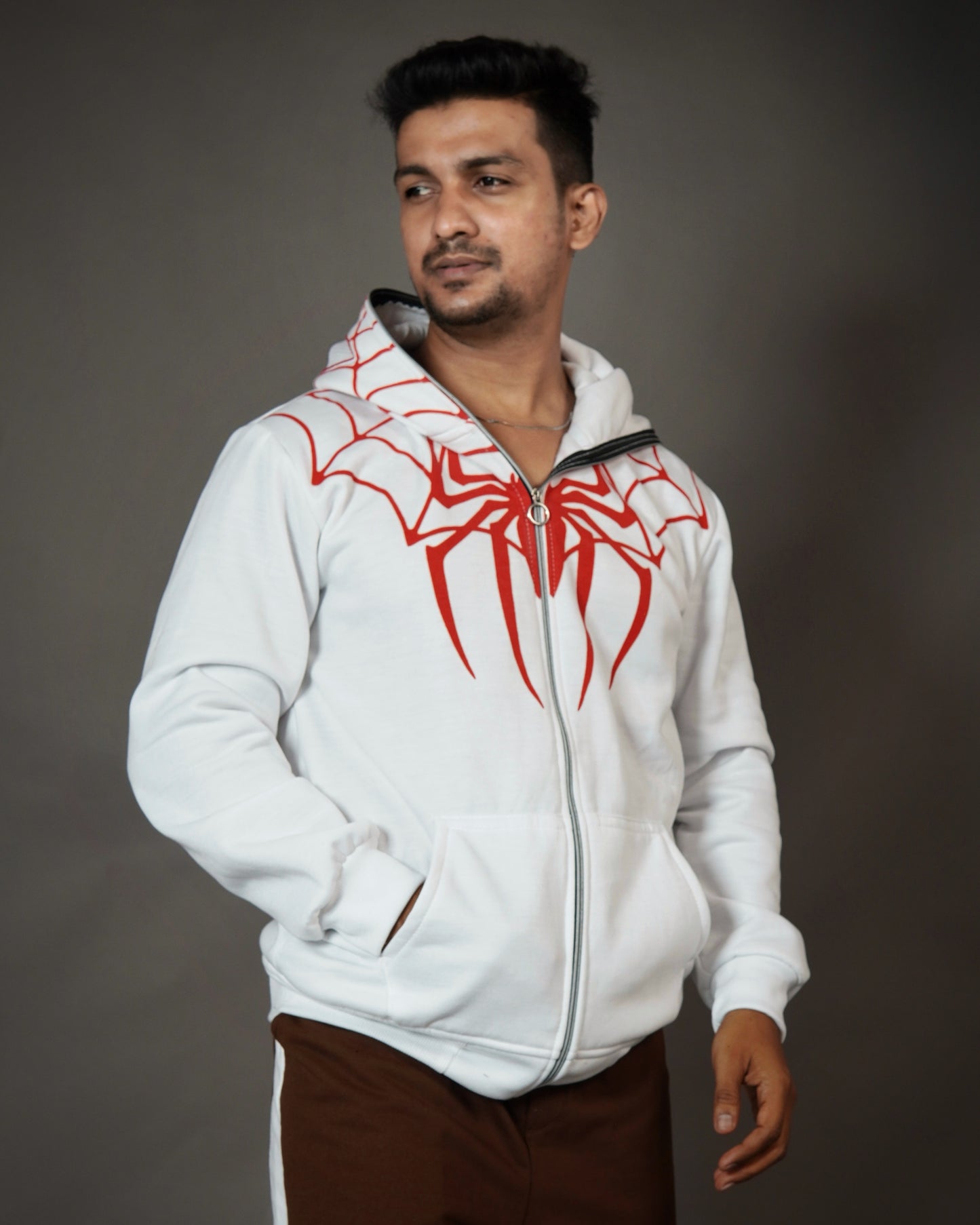 ASTHETIC WHITE UNISEX SPIDER HOODIE