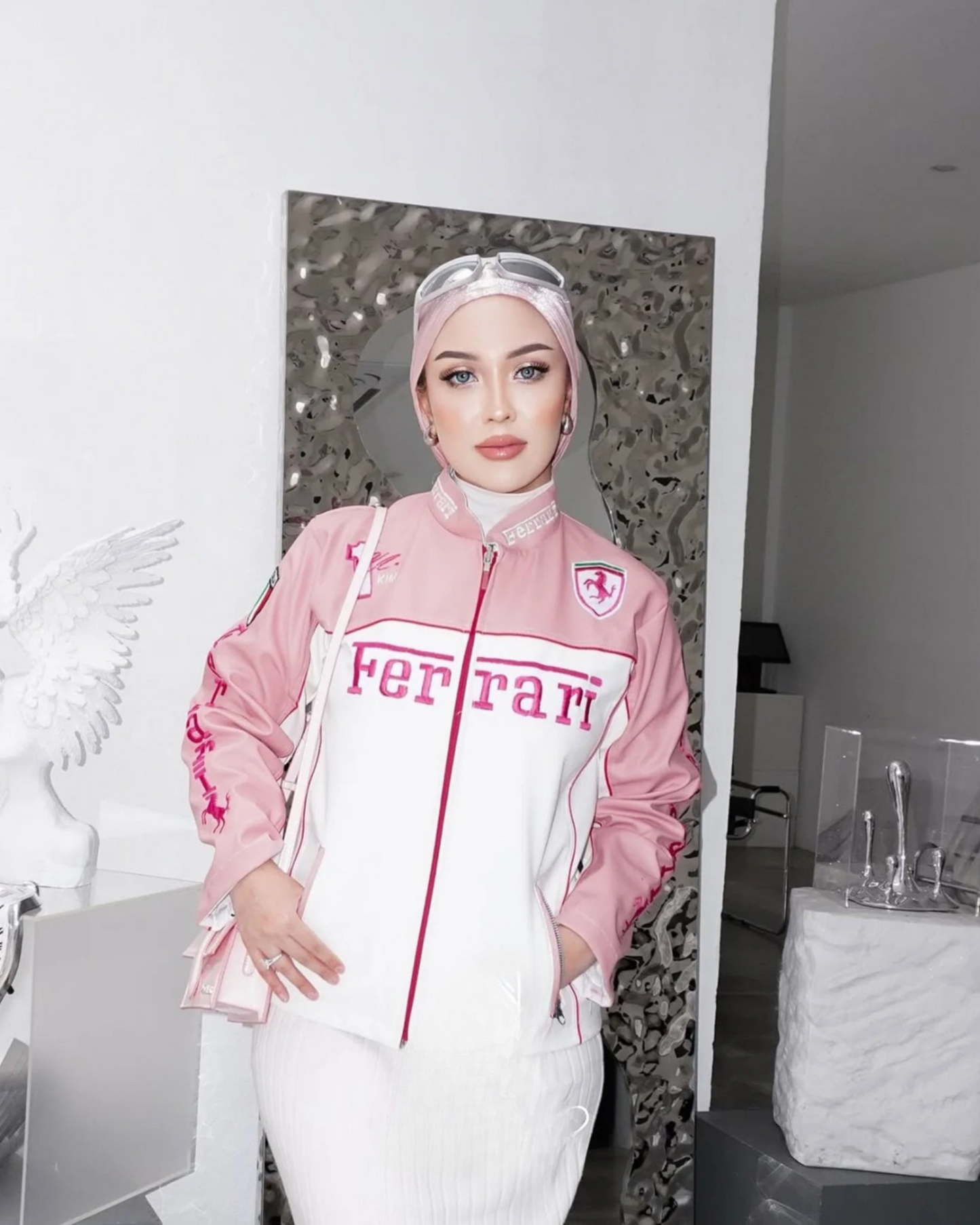F1 PINK FERRARI UNISEX LEATHER JACKET