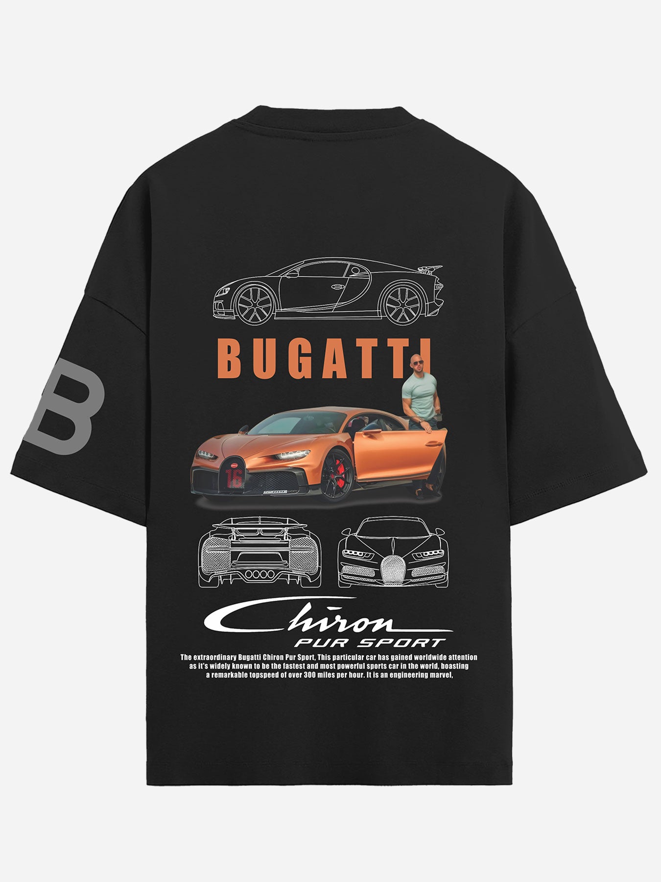 BUGATTI BLACK UNISEX T-SHIRT