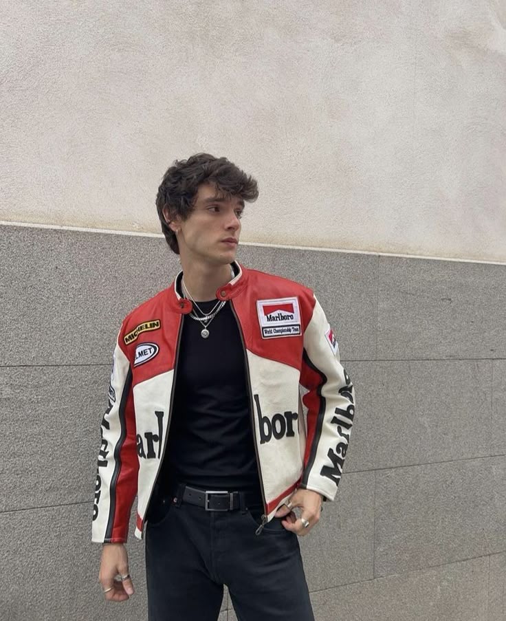 F1 WHITE MARLBORO UNISEX LEATHER JACKET