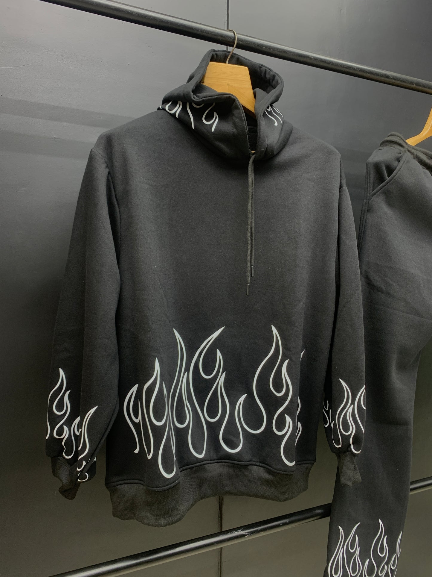 Black color Flames Mens Tracksuit