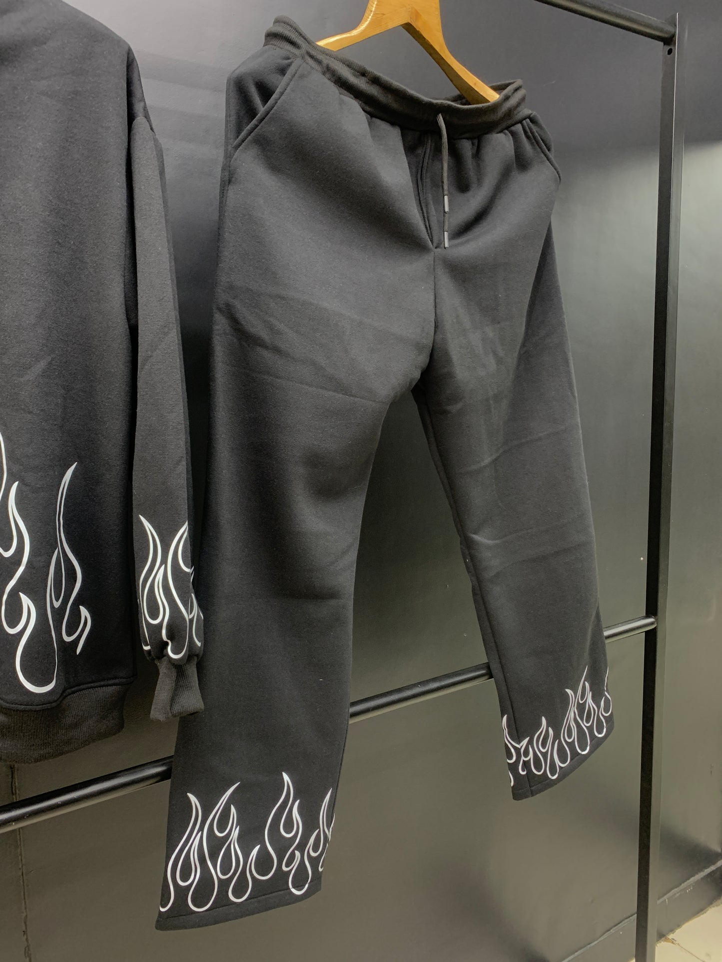 Black color Flames Mens Tracksuit