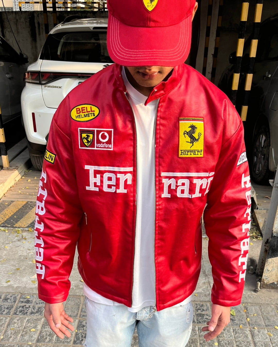 F1 RED FERRARI UNISEX LEATHER JACKET