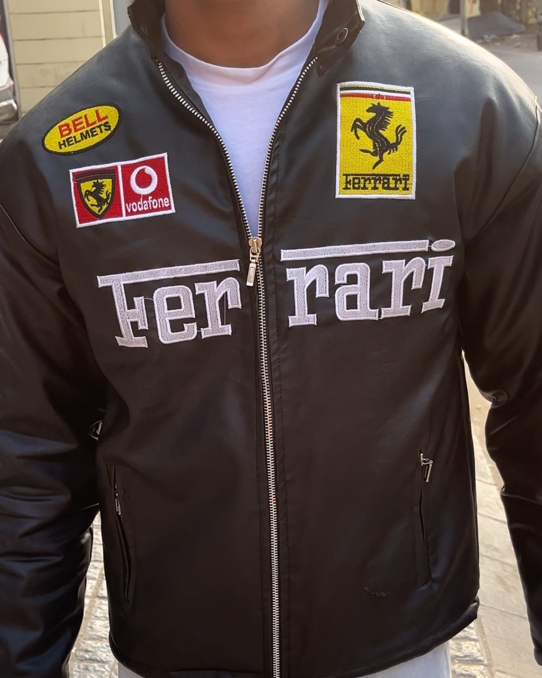 F1 BLACK FERRARI UNISEX LEATHER JACKET