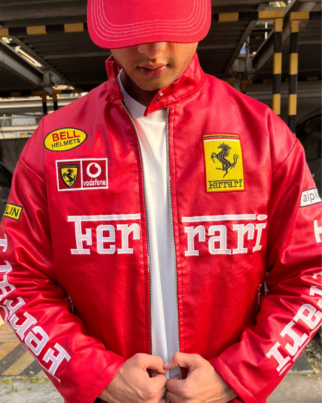 F1 RED FERRARI UNISEX LEATHER JACKET