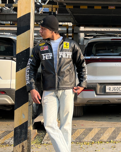 F1 BLACK FERRARI UNISEX LEATHER JACKET