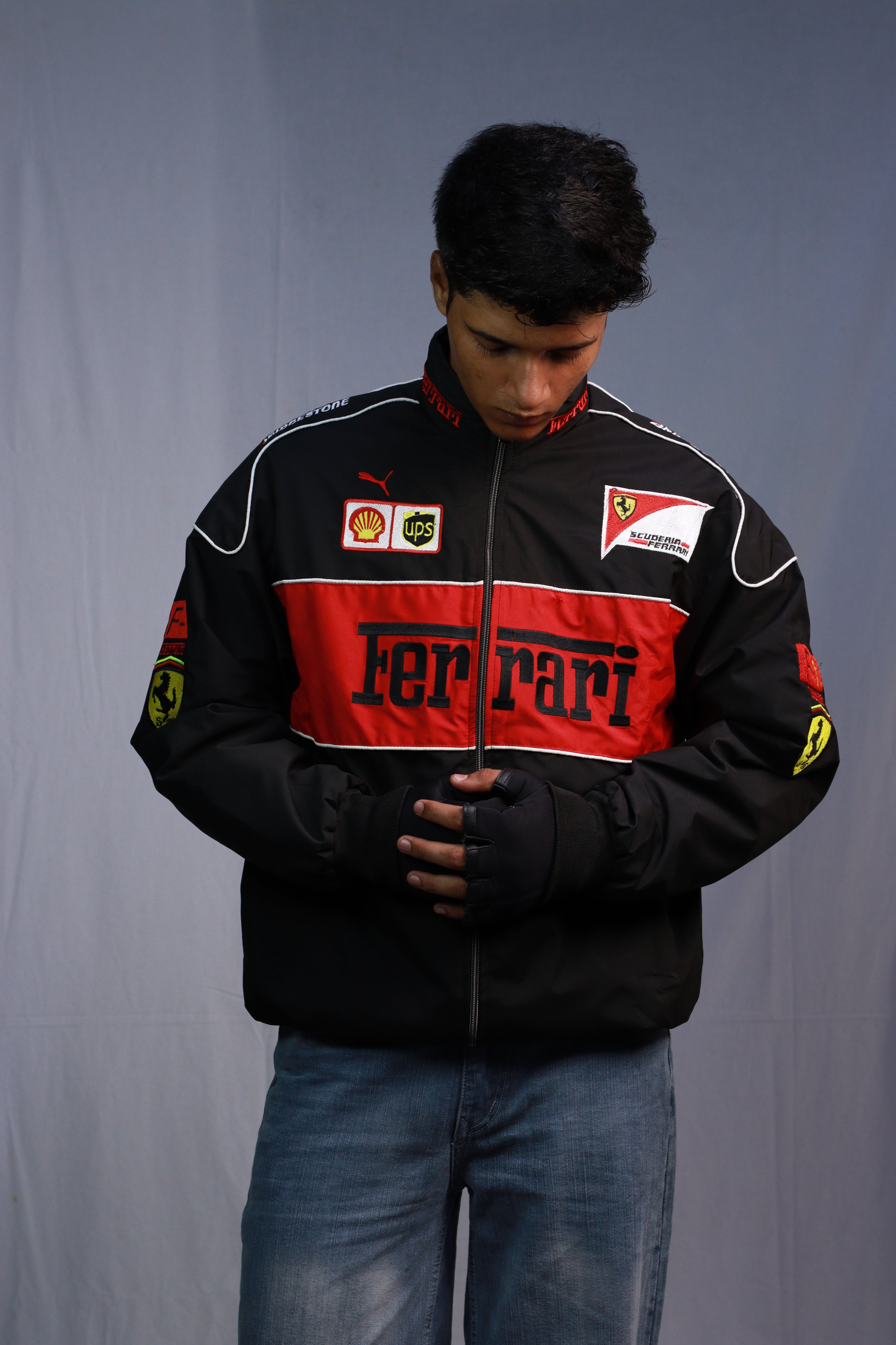 F1 BLACK FERRARI UNISEX EMBROIDED JACKET – Tracksuit Factory F1 BLACK FERRARI UNISEX EMBROIDED JACKET – Tracksuit Factory