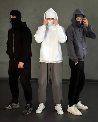 Ninja Balaclava Unisex White Hoodie