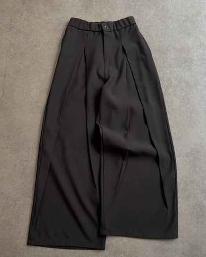 BLACK DOUBLE PLATE WIDE LEG PANT