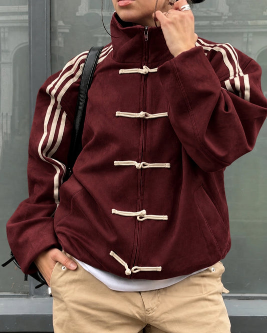 CNY-WINE MAROON SUEDE JACKET - UNISEX