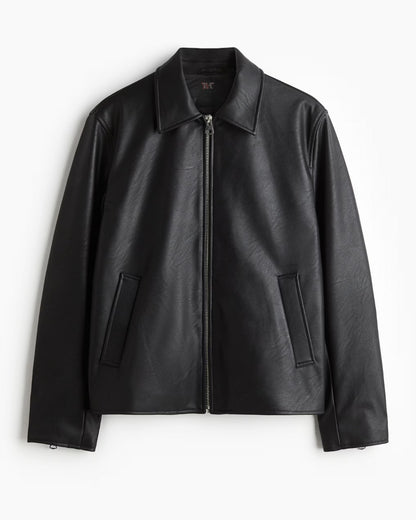 ASTHETIC LEATHER UNISEX COLLARED JACKET