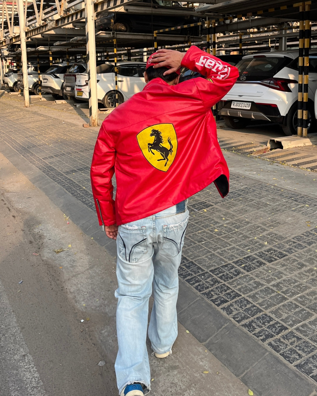 F1 RED FERRARI UNISEX LEATHER JACKET