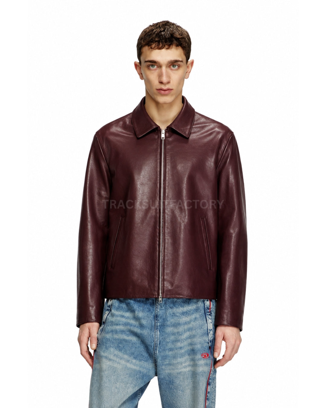 WINE RED LEATHER JACKET – UNISEX