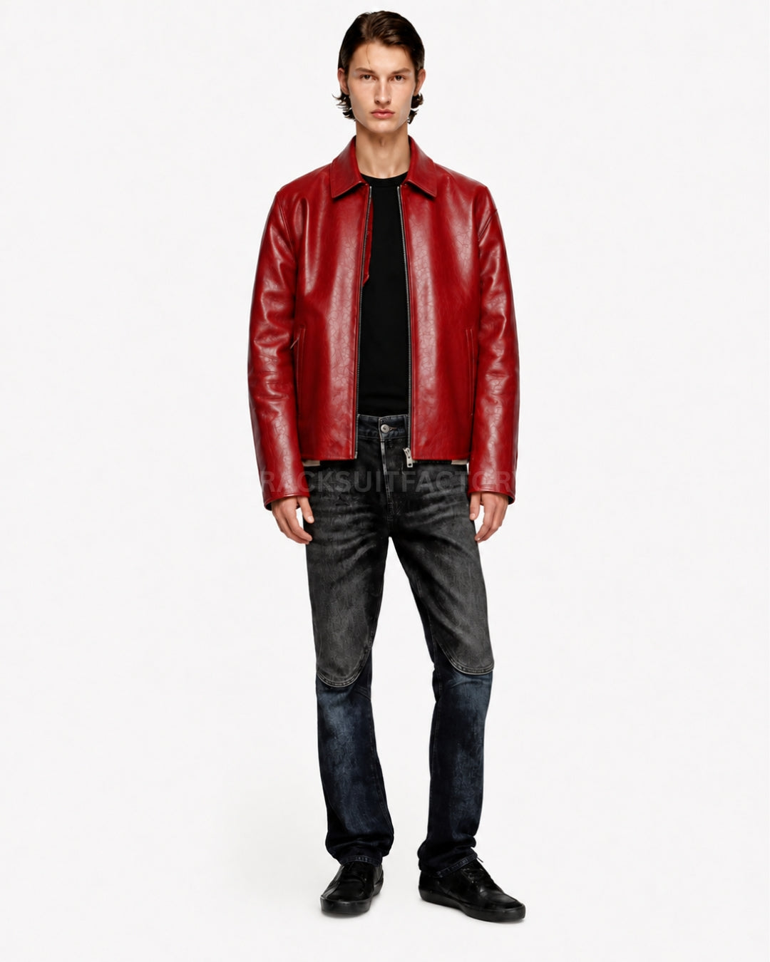 CHERRY RED LEATHER JACKET – UNISEX