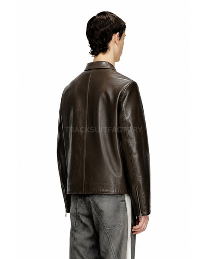 MOCHA BROWN LEATHER JACKET – UNISEX