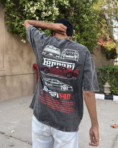 FERRARI ACID WASH UNISEX T-SHIRT
