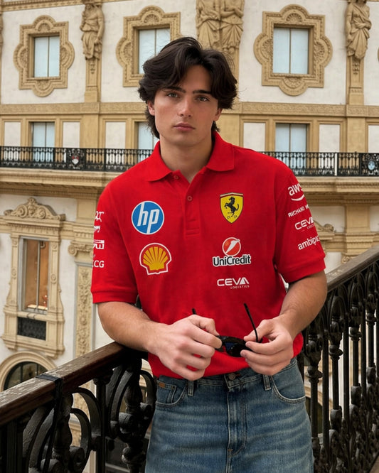 F1 SCUDERIA UNISEX RED POLO T-SHIRT
