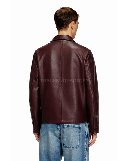 WINE RED LEATHER JACKET – UNISEX