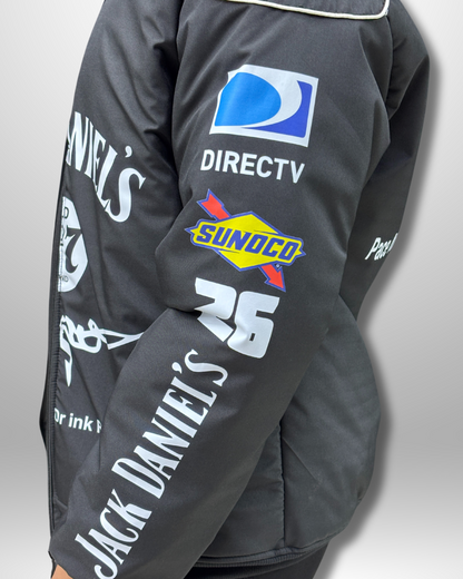 Jack Daniels Puffer Printed Racing Jacket