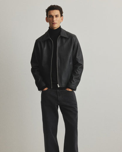 ASTHETIC LEATHER UNISEX COLLARED JACKET