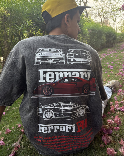 FERRARI ACID WASH UNISEX T-SHIRT