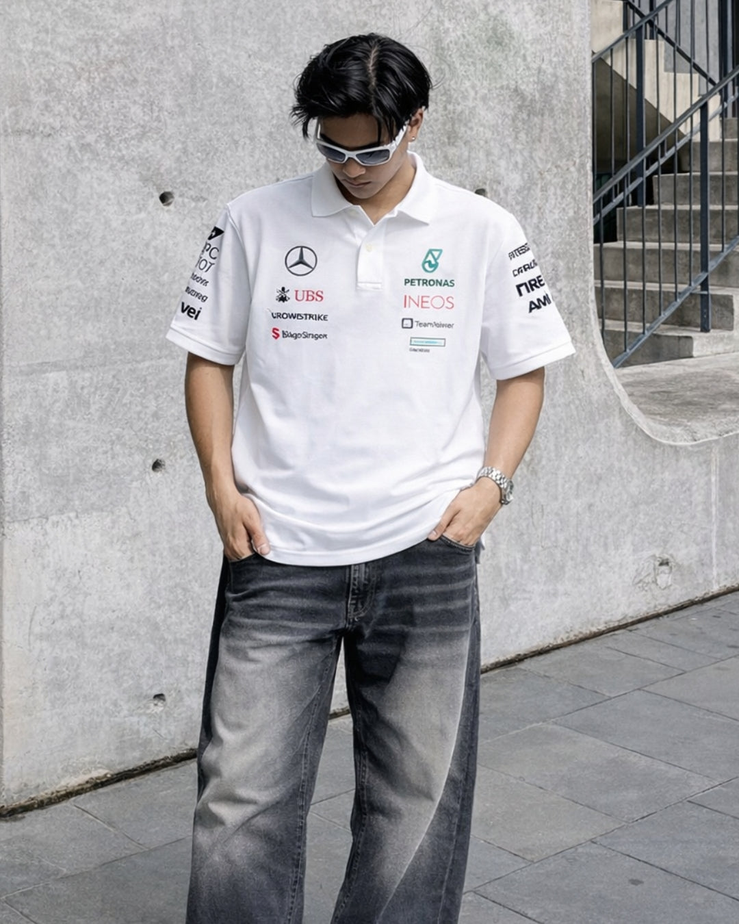 F1 PETRONAS UNISEX WHITE POLO T-SHIRT
