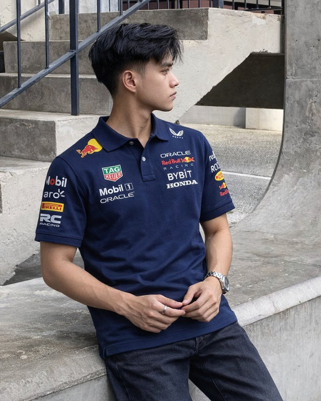 F1 REDBULL UNISEX BLUE POLO T-SHIRT