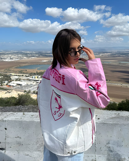 F1 PINK FERRARI UNISEX LEATHER JACKET