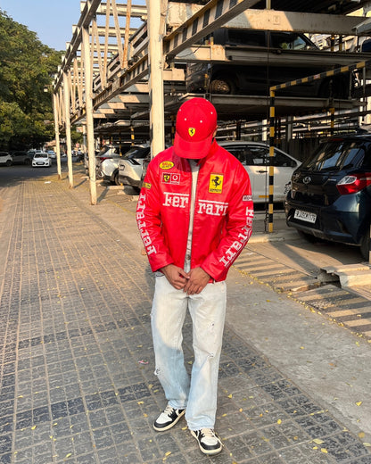 F1 RED FERRARI UNISEX LEATHER JACKET