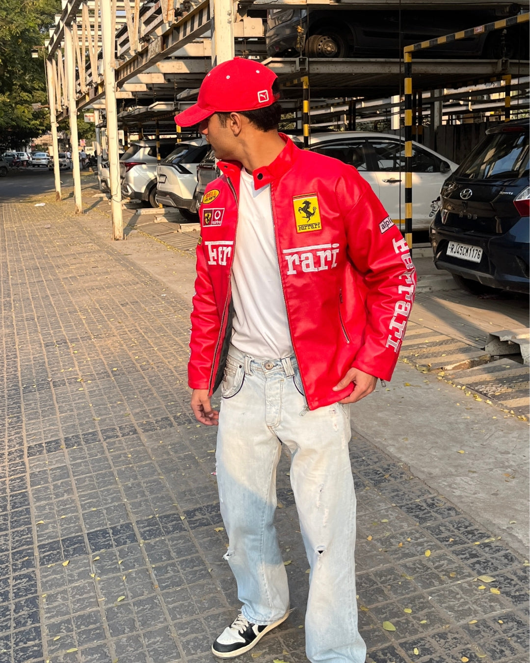 F1 RED FERRARI UNISEX LEATHER JACKET