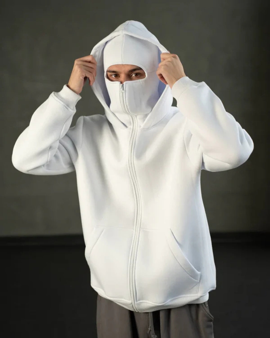 Ninja Balaclava Unisex White Hoodie
