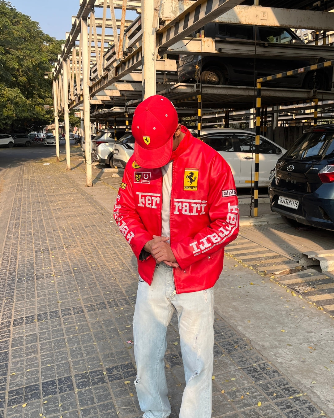 F1 RED FERRARI UNISEX LEATHER JACKET