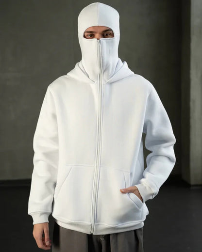 Ninja Balaclava Unisex White Hoodie