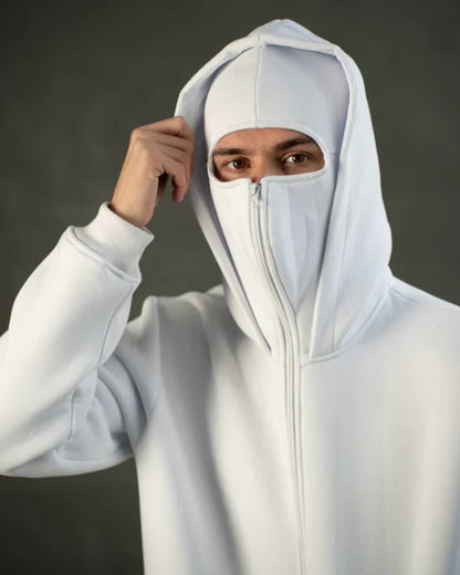 Ninja Balaclava Unisex White Hoodie