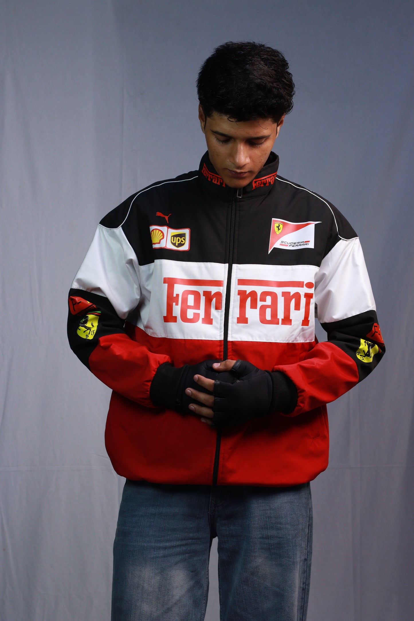 F1 FERRARI TRIO PUFFER PRINTED UNISEX JACKET