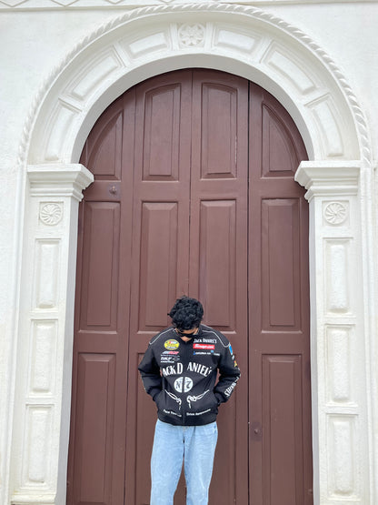 Jack Daniels Puffer Printed Racing Jacket