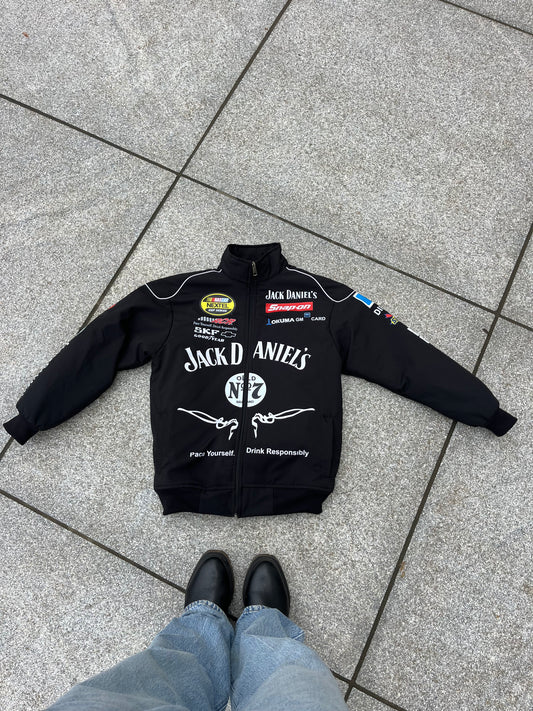 Jack Daniels Puffer Printed Racing Jacket