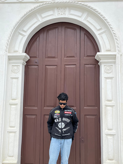 Jack Daniels Puffer Printed Racing Jacket