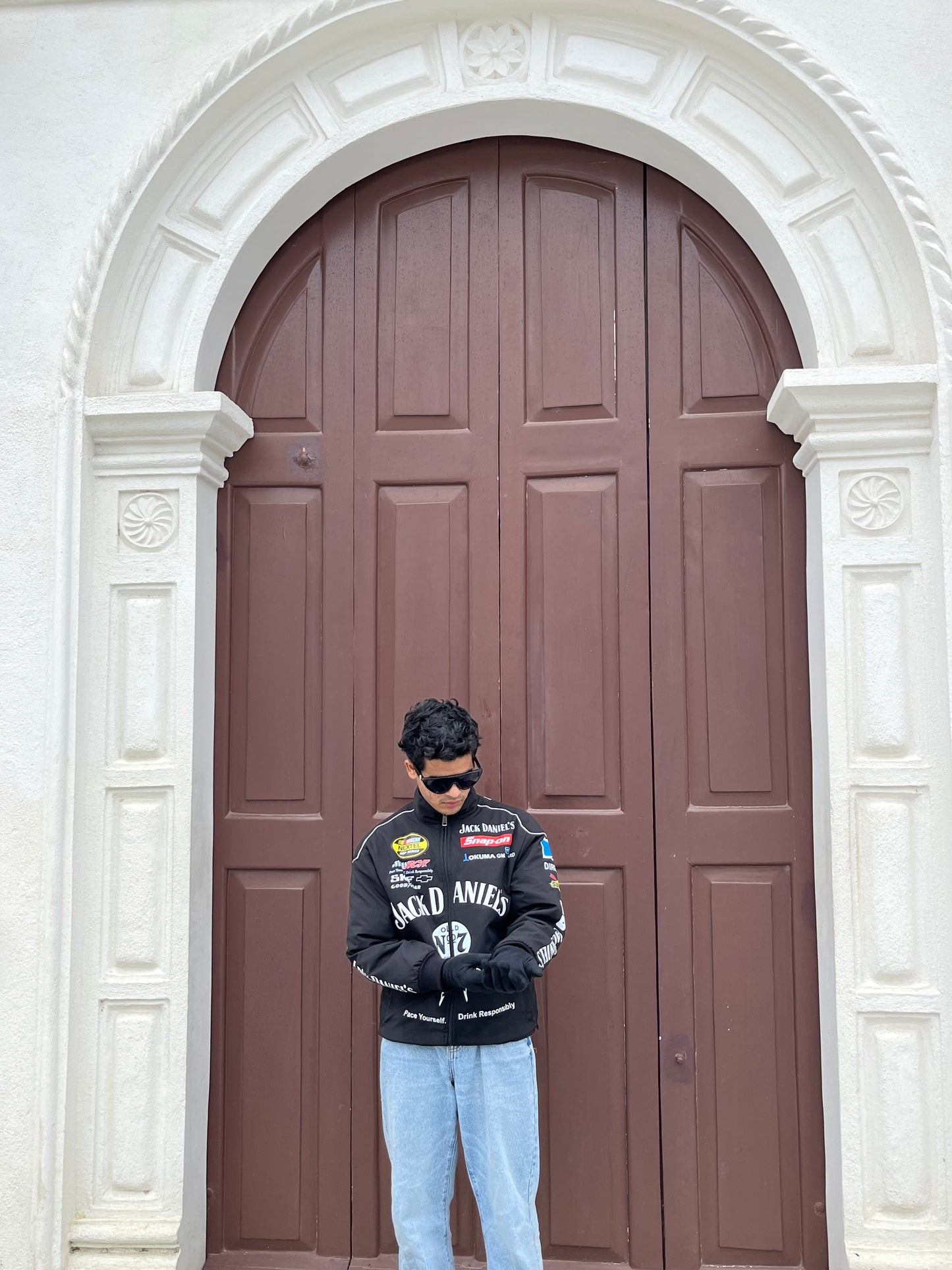 Jack Daniels Puffer Printed Racing Jacket